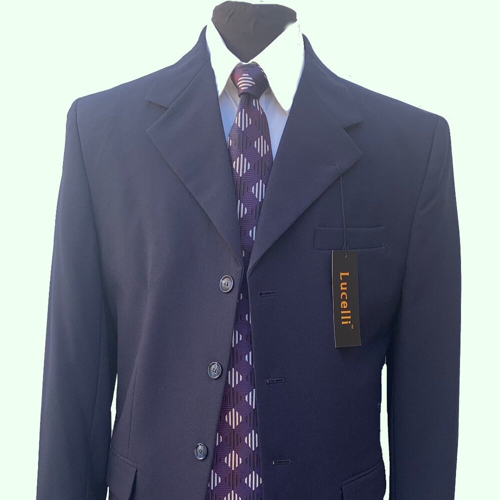 LUCELLI 2 PIECE MEN'S SUIT HIGH QUALITY ITALIAN SUPERIOR POLYESTER 4B WOOL TOUCH